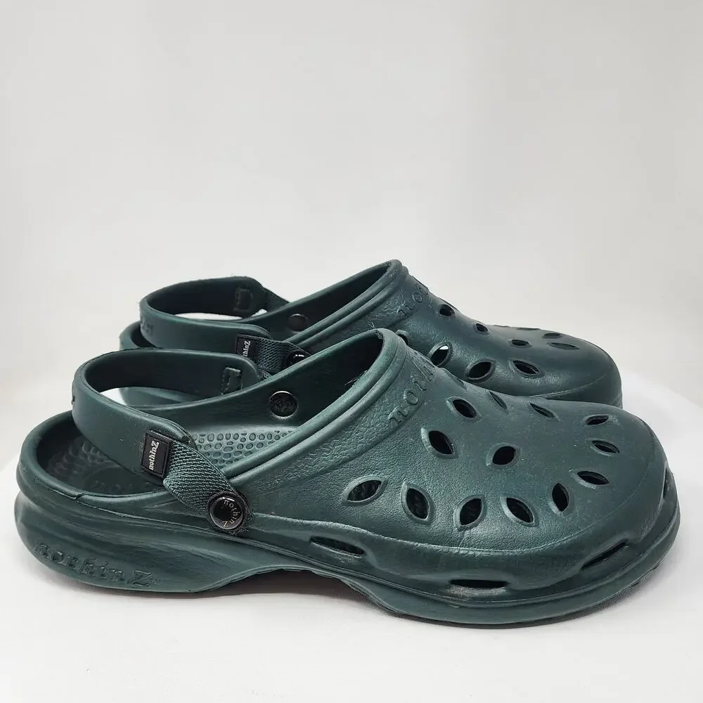 Nothinz Clogs Men 13 Hunter Green Swivel Strap Vented Comfort Lightweight Shoes